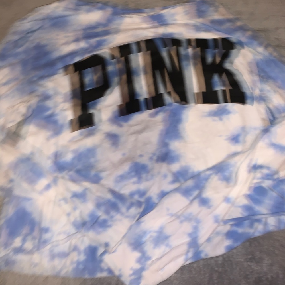 PINK tie dye cropped long sleeve shirt